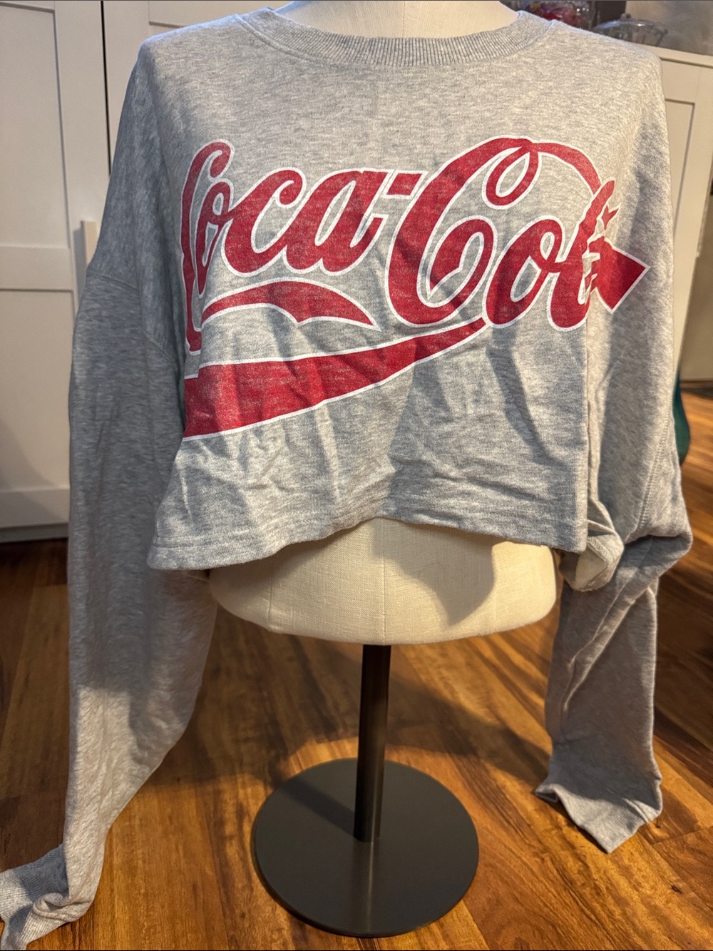 Aeropostale Gray Crop Sweatshirt with Red Coca-Cola Logo